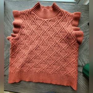 Terracotta flutter shoulder sweater Medium